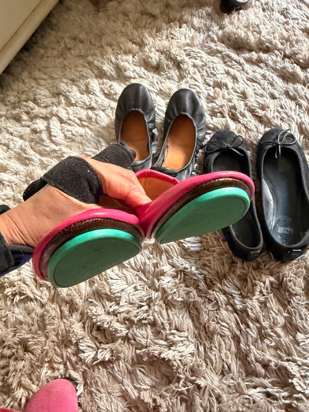 Tieks Pink Leather Ballet Flats with Gucci Ballet Flats - Picture 2 of 9